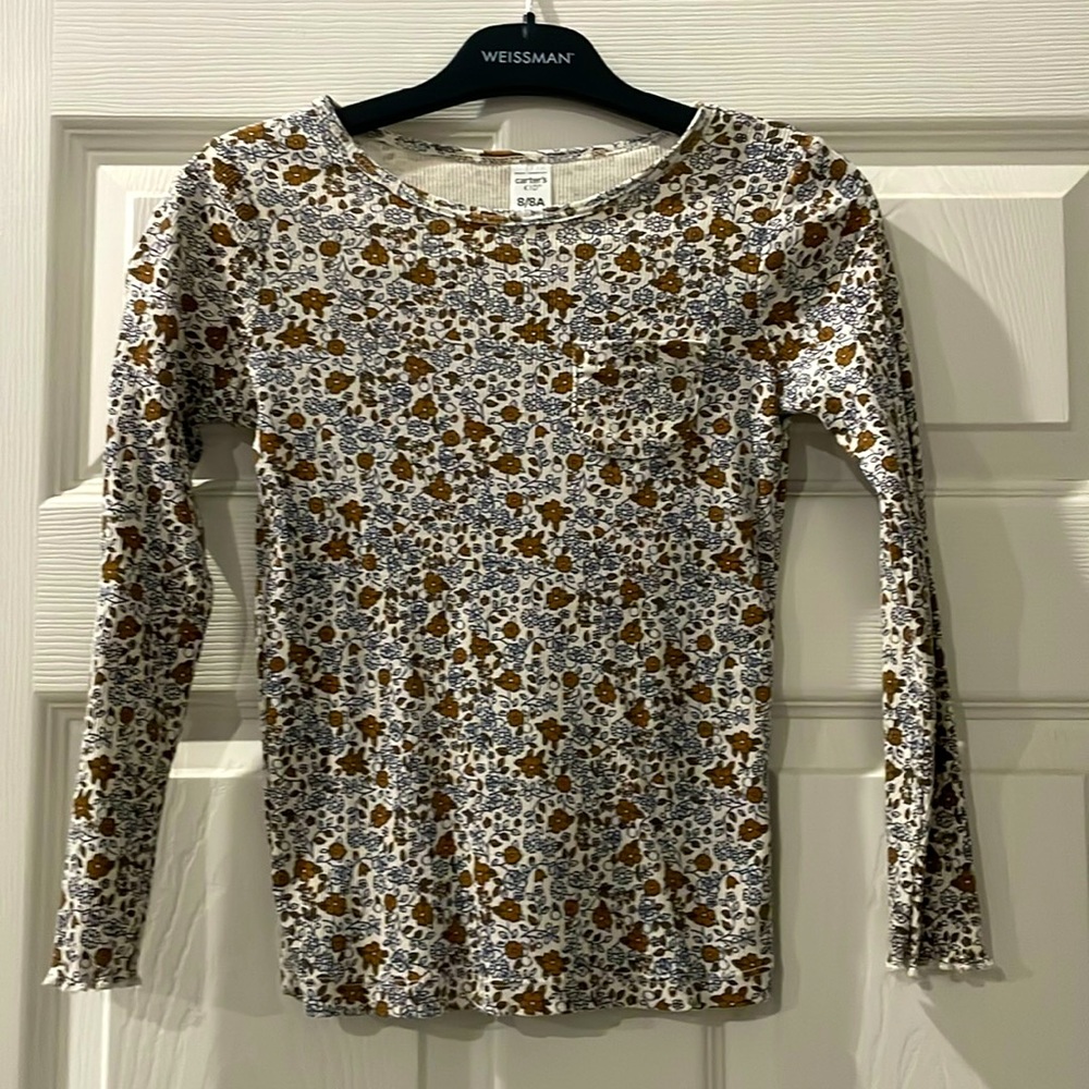🤎Carter’s floral long sleeve shirt. Size 8. EUC